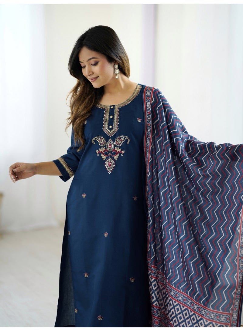 Ameya ﻿Chanderi-kurta-pant-with-dupatta - Image 5