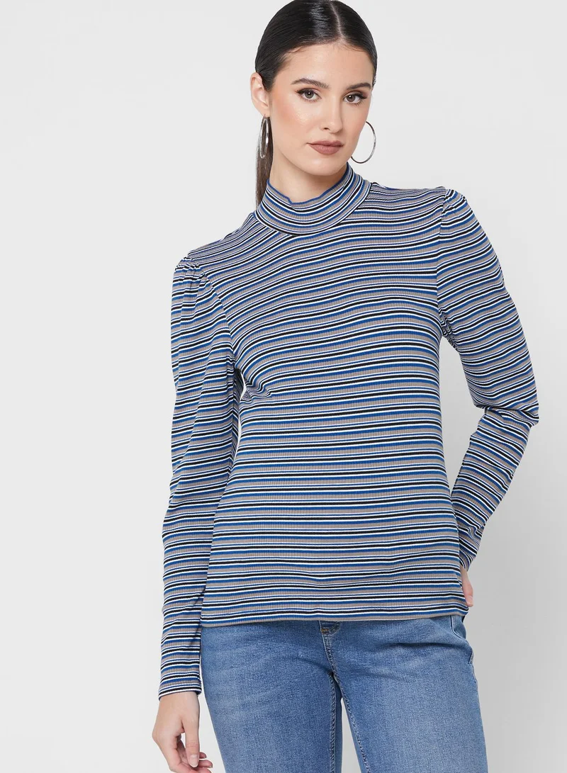 Mamalicious Striped High Neck Dress