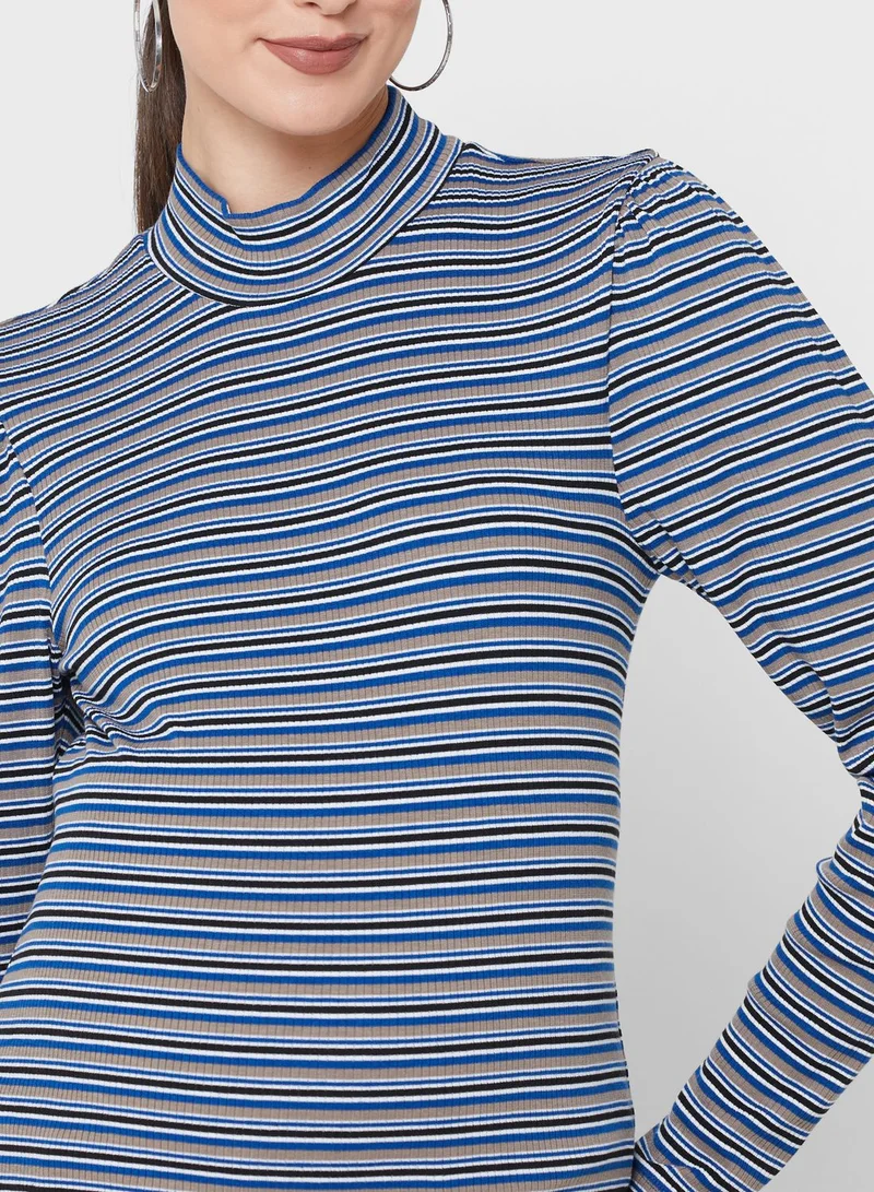 Mamalicious Striped High Neck Dress