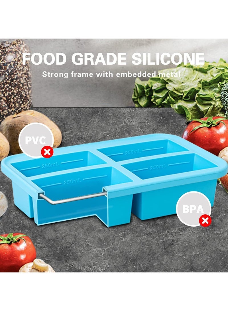general Silicone Freezing Tray with Lid 4 Compartments Soup Freezer Container for Soup Broth Sauce Meal Prep - Image 2