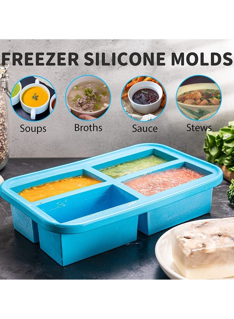 general Silicone Freezing Tray with Lid 4 Compartments Soup Freezer Container for Soup Broth Sauce Meal Prep - Image 3