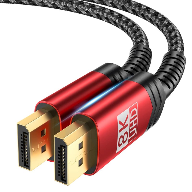 jsaux 8K DisplayPort Cable 1.4, DP Cable 3M, [8K@60Hz, 2K@240Hz, 4K@144Hz, 32.4Gbps], Display Port to Display Port Cable 1.4 (DP to DP Cable) Compatible with Gaming Laptop TV PC Computer Monitor-Red - Image 1