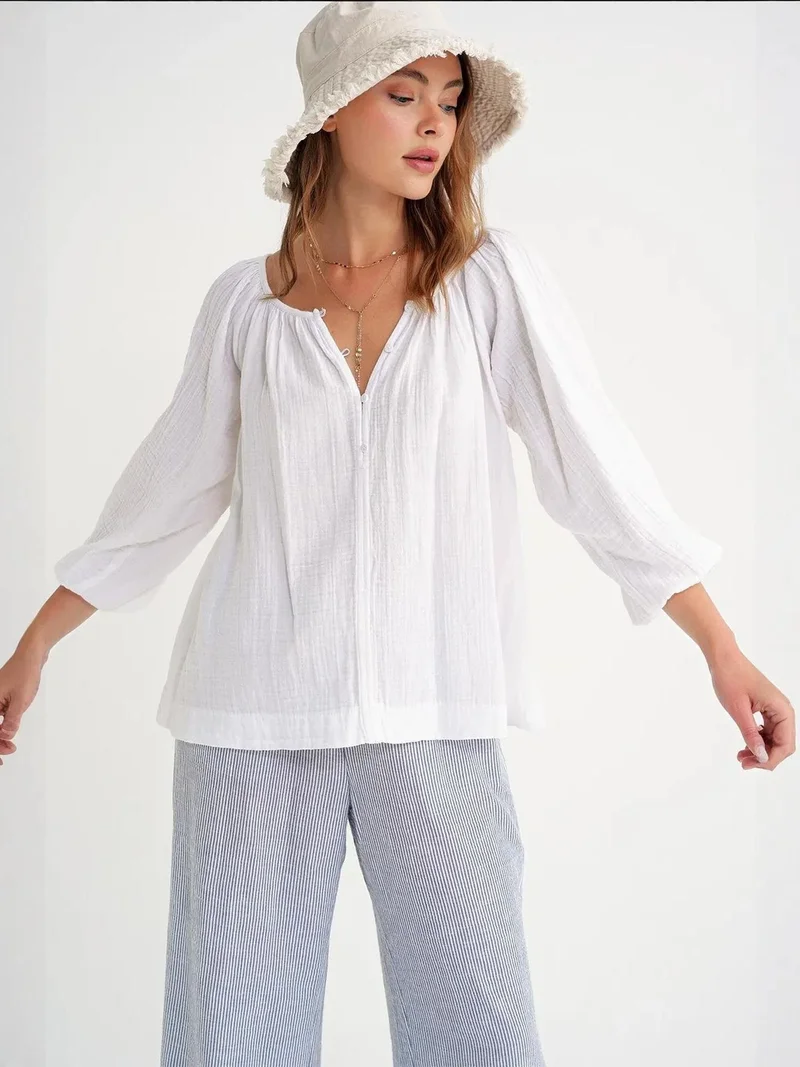 MixRay Mixray Buttoned Muslin Blouse