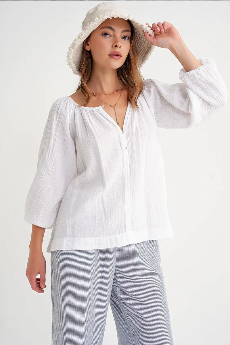 Mixray Buttoned Muslin Blouse - Image 3