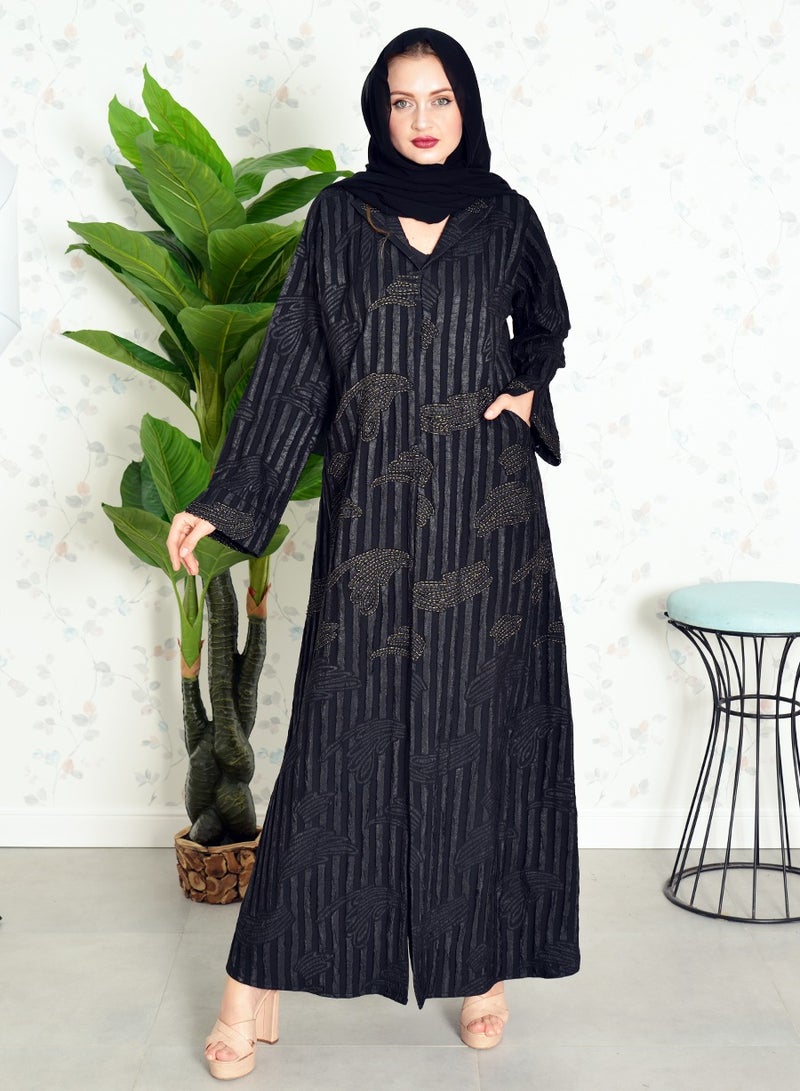 بوسني عباية مزينة بالخرز مع جيوب - Image 5