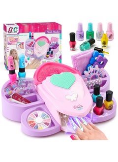 G.C Kids Nail Polish Set For Girls Toy 612 Years Old Nail Art Kit Storage Desk With Nail Dryer&Hand Massage Spa Kit Kid Manicure Salon Studio Stuff Christmas Birthday Gift Girl Ages 7 8 9 10 11 12  - Image 1
