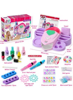 G.C Kids Nail Polish Set For Girls Toy 612 Years Old Nail Art Kit Storage Desk With Nail Dryer&Hand Massage Spa Kit Kid Manicure Salon Studio Stuff Christmas Birthday Gift Girl Ages 7 8 9 10 11 12  - Image 3