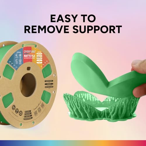 OVERTURE Matte PLA 3D Printer Filament 1.75mm, Matt Surface & Low Warping Filament 1kg Spool (2.2 lbs), Accuracy +/- 0.02 mm, Fit Most FDM Printers (Matte Green) - Image 4