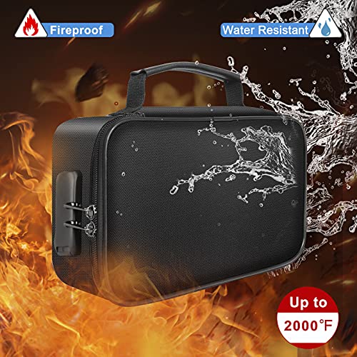 ENGPOW Small Fireproof Storage Organizer Case with Lock(9”x 5.3”x 3.7”), 3-Layer Soft Money Safe Coin Organizer Wallet Bag for Cash,Card,Passport,Check,Bill,Travel Home Organizer Carrying Case,Black - Image 2