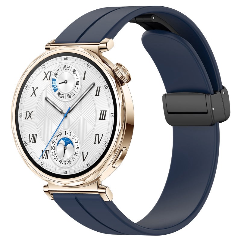 For Huawei Watch Gt5 41Mm Folding Magnetic Buckle Silicone Watch Band(Midnight Blue) - Image 1
