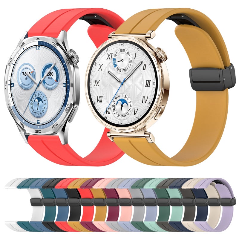 For Huawei Watch Gt5 41Mm Folding Magnetic Buckle Silicone Watch Band(Midnight Blue) - Image 5