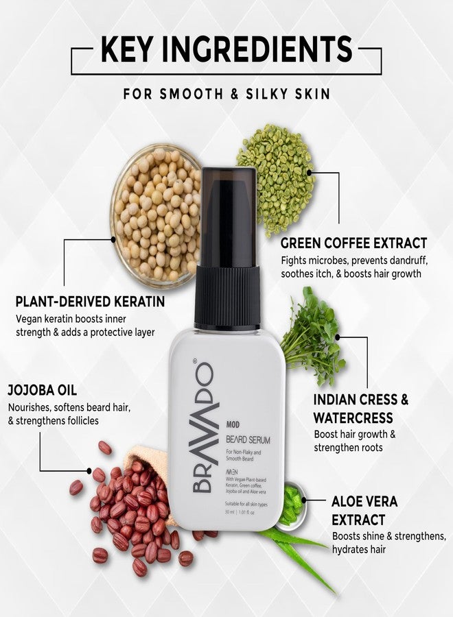 برافادو سيروم برافادو مود للحية للرجال | ينعم اللحية الخشنة، ويتحكم في التجعد والحكة | تصفيف وتغذية اللحية بالكيراتين النباتي والجوجوبا والصبار | 30 مل - Image 3