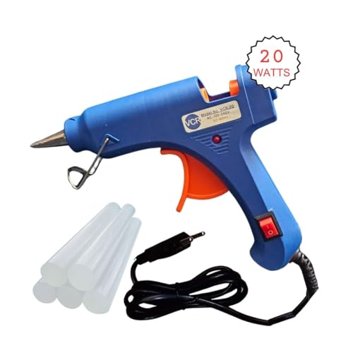 VCR 20W Hot Melt Glue Gun for Crafting & DIY Purpose - 20 Watts - ON/Off Switch for Precise Glue Output - Easy To Use Blue Glue Gun + 5 Transparent - 7mm Glue Sticks - VCR 20 Mini - Image 2
