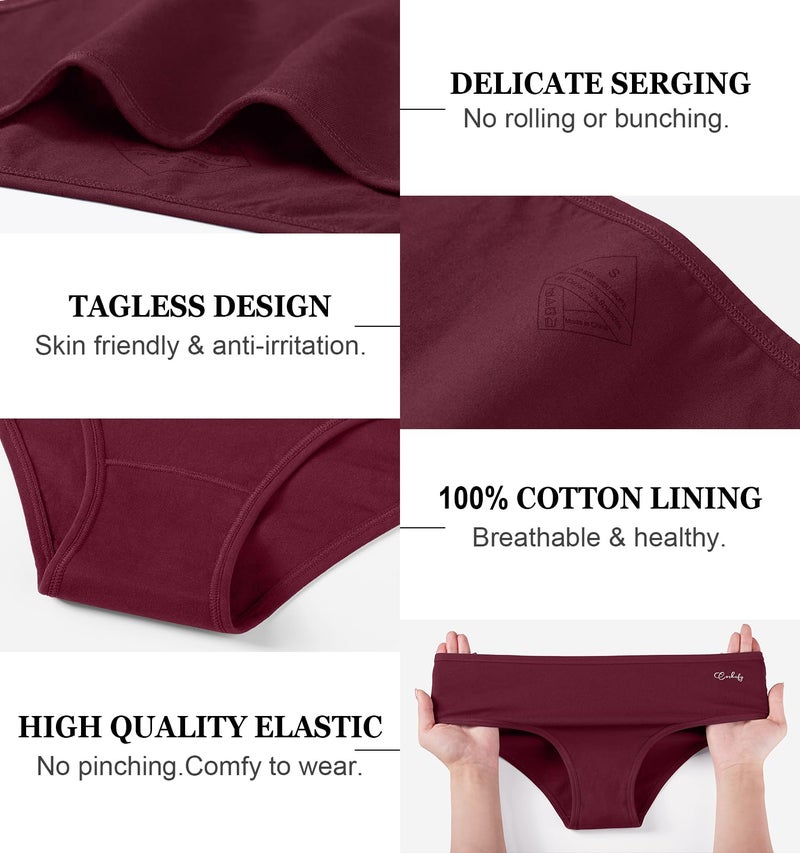 coskefy Womens Underwear Cotton Panties for Women Moisture Wicking Mid Low Rise Soft Strench Bikini Briefs 6 Pack - Image 5