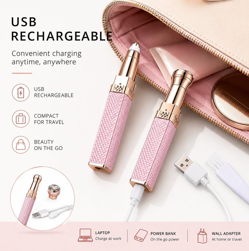 BLAWLESS Eyebrow Trimmer & Facial Hair Removal for Women, 2 in 1 Eyebrow Razor and Hair Remover, Rechargeable Painless Razors for Face Peach Fuzz, Eyebrow, Lips, Body, Chin, Arms, with Built in LED Light - Image 3