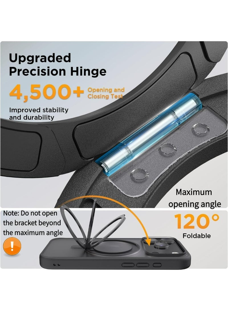 غطاء آيفون 17 برو ماكس المغناطيسي MagSafe، مضاد للاصفرار، واقي شفاف مقاوم للسقوط مع حامل دوار معدني وأزرار معدنية - Image 3