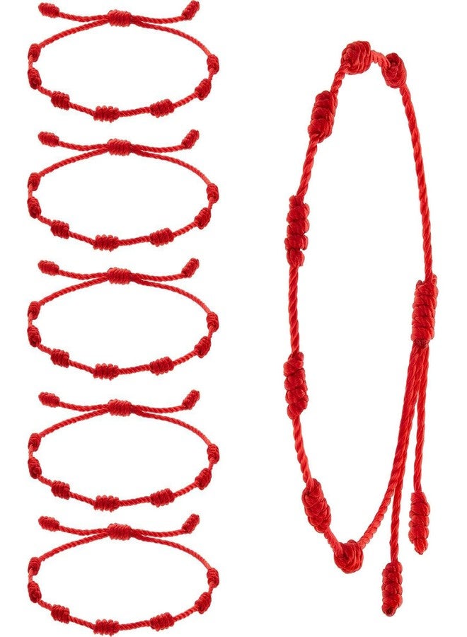Dzrige 6 Pieces Red String Bracelets Handmade String Bracelets Red Cord Bracelets Adjustable Red String Amulet for Men Women Good Luck Friendship Graduation Birthday Lovers Gift - Image 2