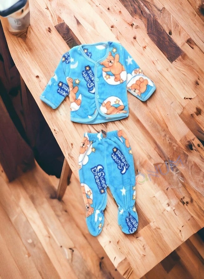 BONUM Newborn Baby Winter Clothing Set (Pack of 5) | Warm & Soft Cartoon Printed Outfits for Baby Boys & Girls | Infant Winter Wear - Image 4
