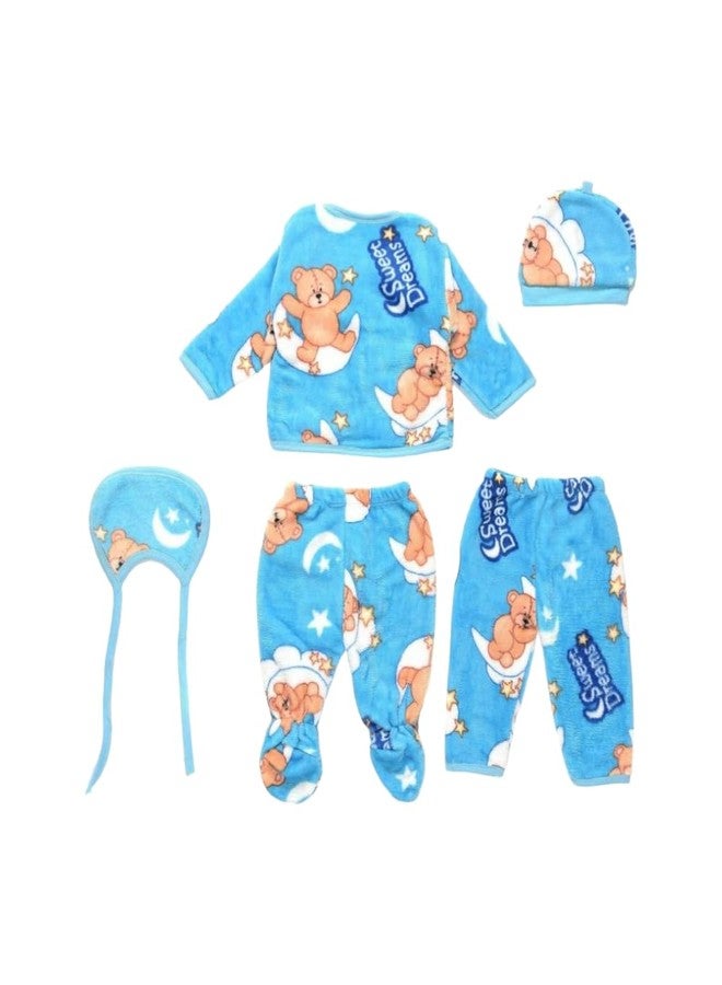 BONUM Newborn Baby Winter Clothing Set (Pack of 5) | Warm & Soft Cartoon Printed Outfits for Baby Boys & Girls | Infant Winter Wear - Image 2