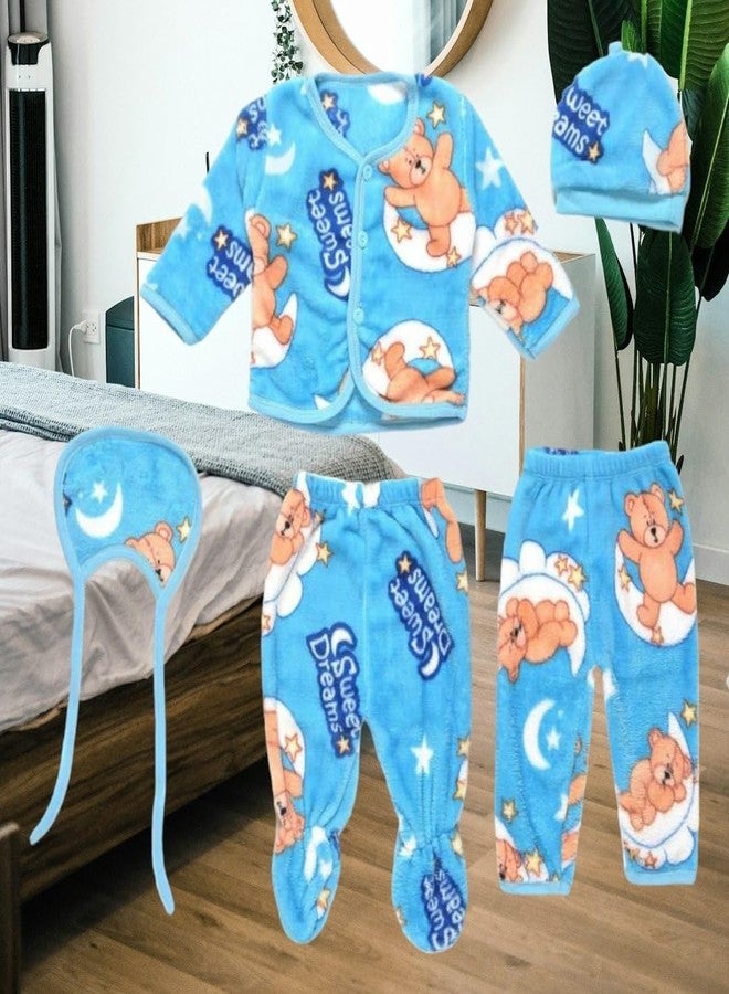 BONUM Newborn Baby Winter Clothing Set (Pack of 5) | Warm & Soft Cartoon Printed Outfits for Baby Boys & Girls | Infant Winter Wear - Image 3