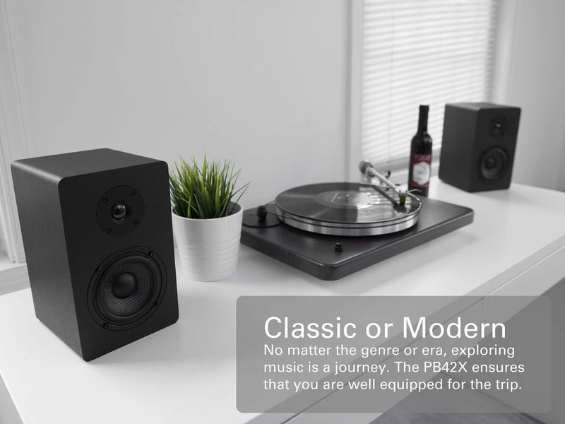 Micca PB42X Powered Bookshelf Speakers, 30-Watt RMS Power, Active Near Field Studio Monitors, 2-Way (Black, Pair) - Image 2