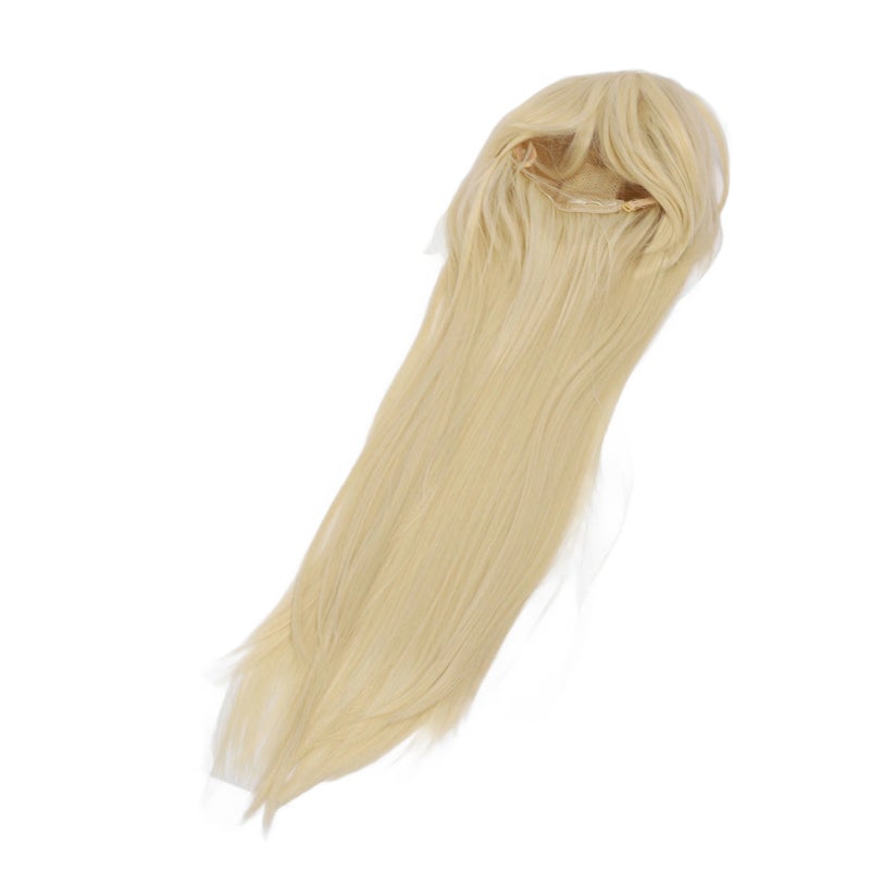 Women Long Blonde Wig with Bangs Synthetic Secure Fit Heat Resistant Fluffy Pale Gold Cosplay Long Blonde Wig - Image 5