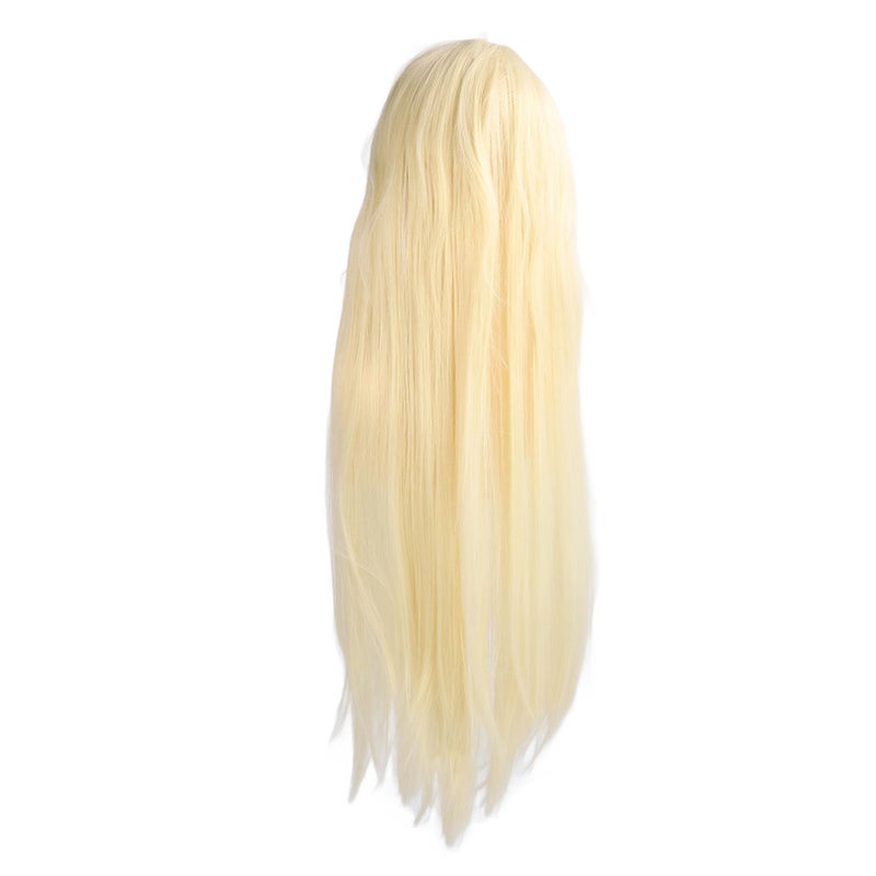 Women Long Blonde Wig with Bangs Synthetic Secure Fit Heat Resistant Fluffy Pale Gold Cosplay Long Blonde Wig - Image 1