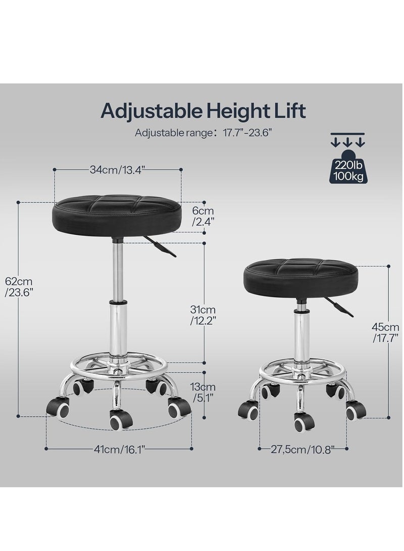 Generic Swivel Swivel Chair with Wheels, Adjustable Height Swivel Chair, PU Leather Chair, Swivel Drawing Chair with Footrest, for Beauty Shop, Hair Salon, Bar, Studio, Black - Image 3