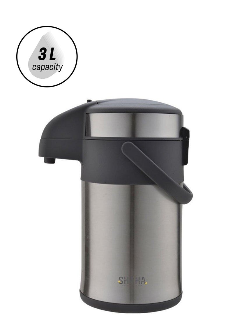 SHAHA ترموس ستانلس ستيل 3 لتر فضي