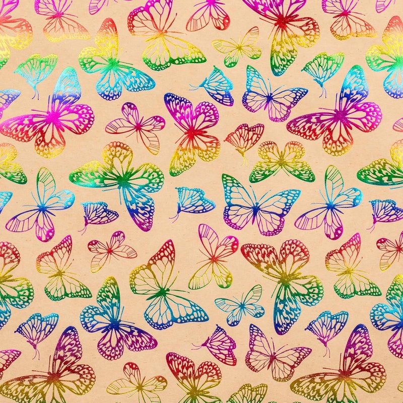 RUSPEPA RUSPEPA Butterfly Wrapping Paper Roll for Women Girls Mini Roll Colorful Butterfly Kraft Gift Wrap Paper for Birthday Mothers Day Wedding and Special Occasions 17 Inches x 164 Feet - Image 2