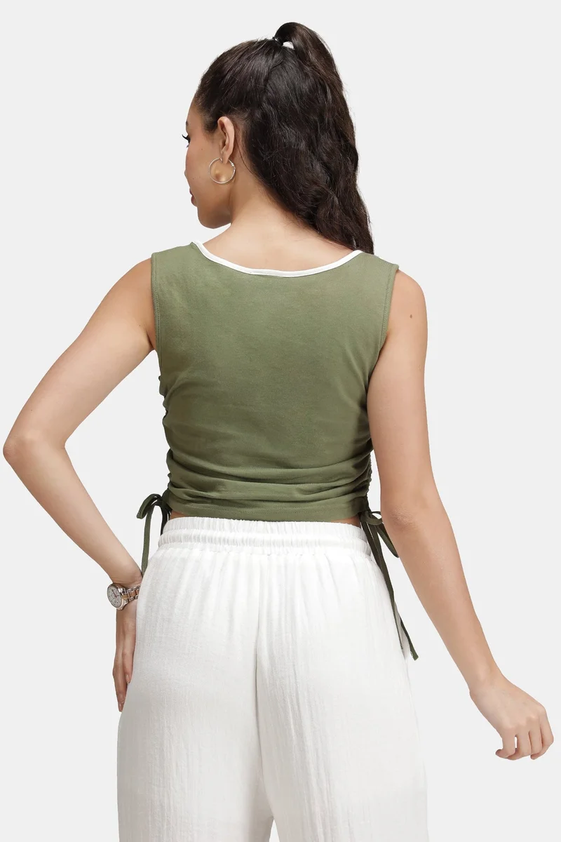Virgio  Graphic Cotton Graphic Top With Drawstrings for Women for Women | Best Price UAE