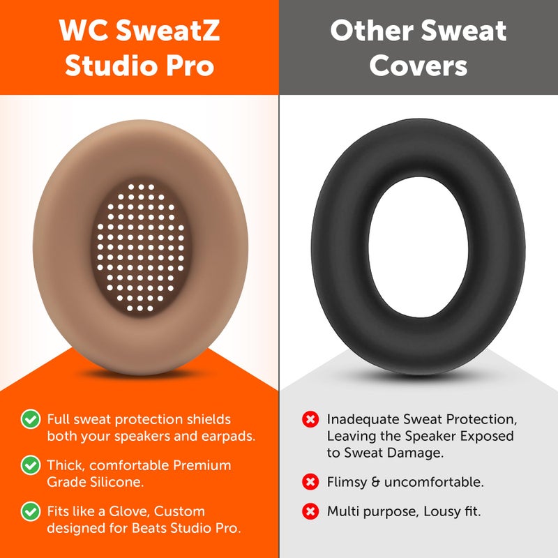 WC SweatZ Studio Pro - Protective Earpad Covers for Beats Studio Pro Made by Wicked Cushions | Sweatproof & Easily Washable | Dune - Image 3