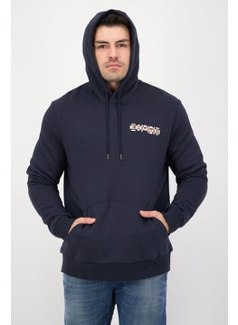 ESPRIT Men Hood With Drawstring Long Sleeve Graphic Print Sweatshirts, Navy  - Image 1