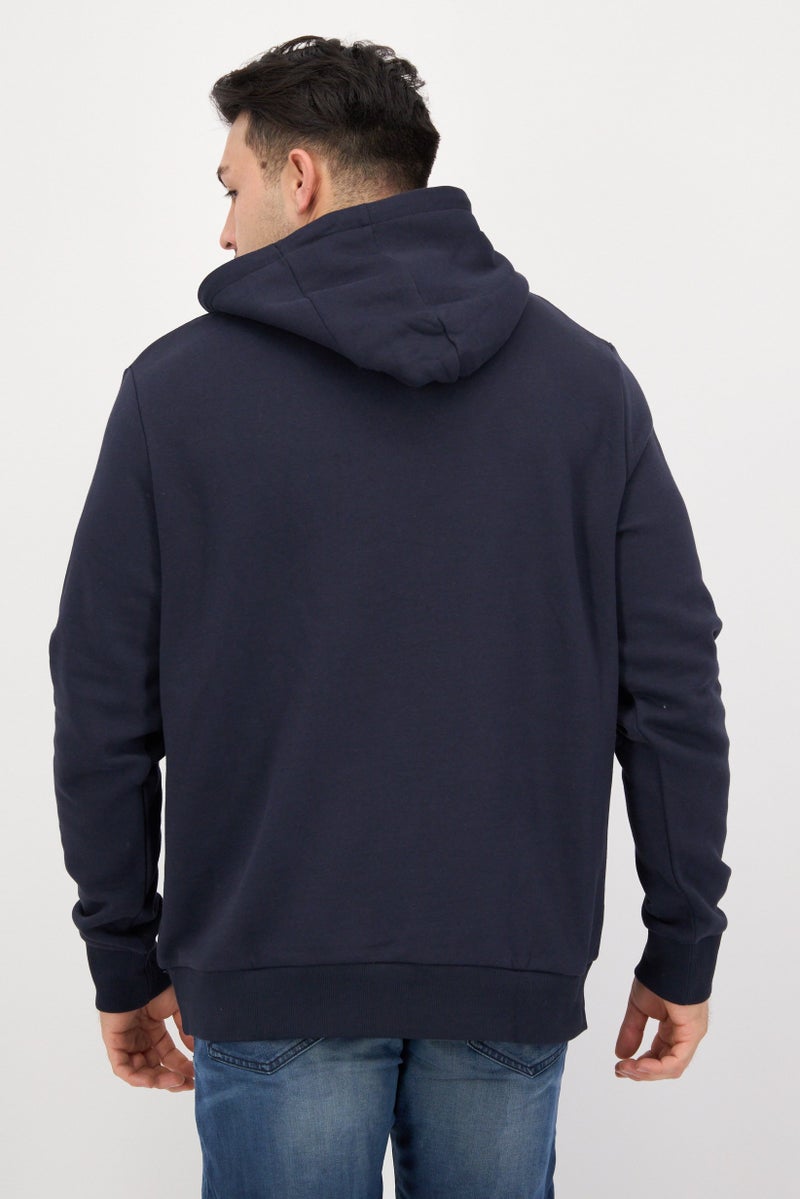 ESPRIT Men Hood With Drawstring Long Sleeve Graphic Print Sweatshirts, Navy - Image 3