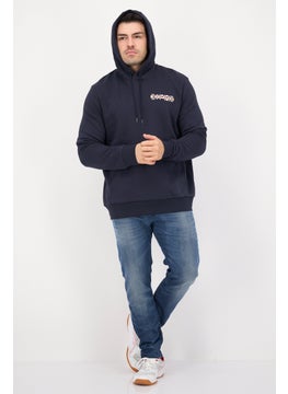 ESPRIT Men Hood With Drawstring Long Sleeve Graphic Print Sweatshirts, Navy  - Image 4