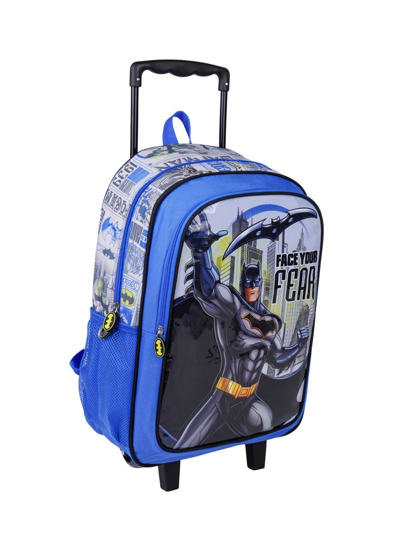 Warner Bros. Batman 5-in-1 Kids Trolley School Set 18" | Rolling Backpack, Lunch Bag, Lunch Box, Water Bottle & Pencil Case  | Water Resistant  | Boys School Bag - Image 3