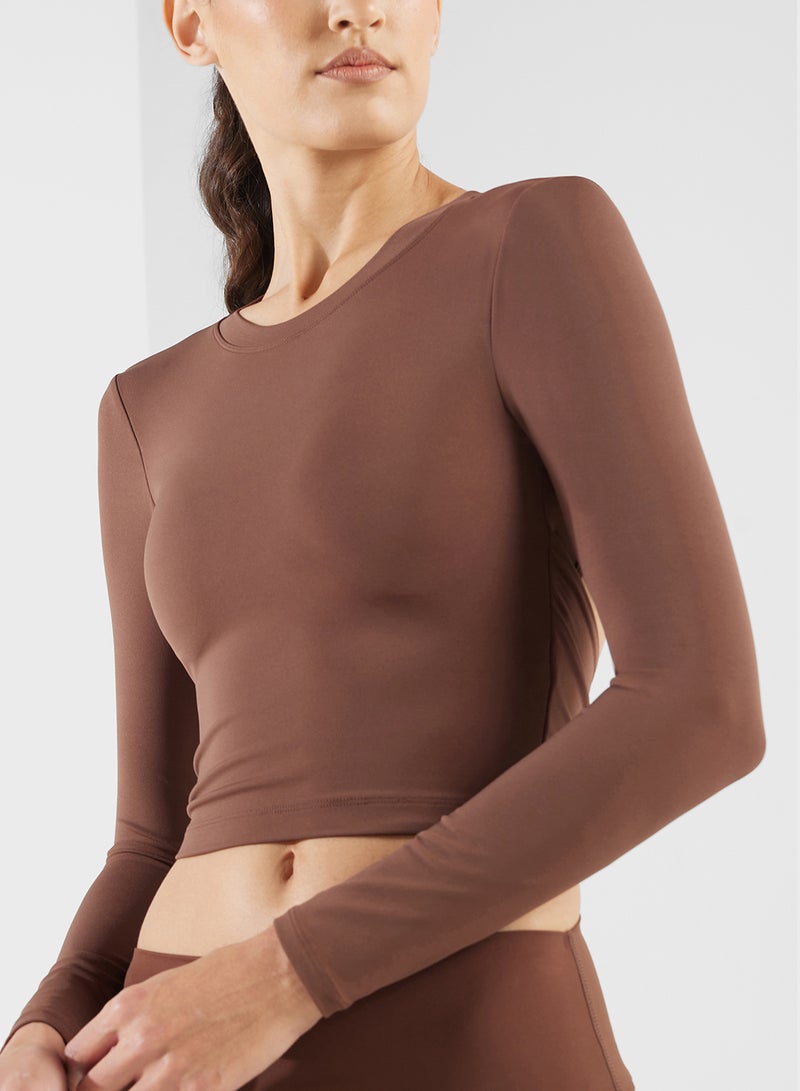 FRWD Long Sleeve Seamless Fitted Top With Cutout Back  - Image 3