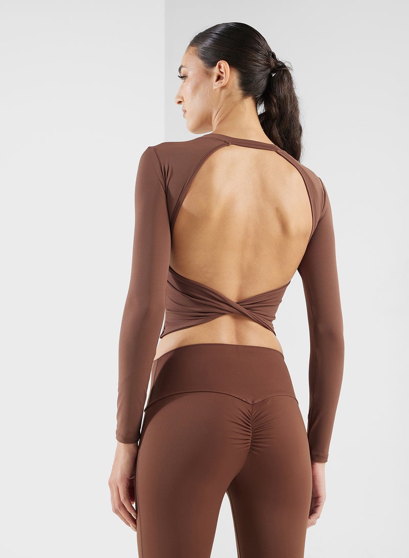 FRWD Long Sleeve Seamless Fitted Top With Cutout Back  - Image 2
