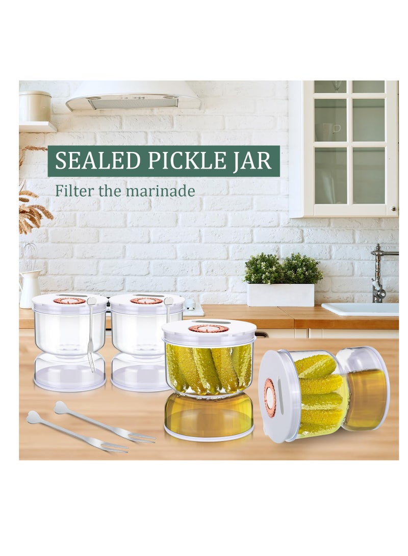 Excefore Pickle Jar with Strainer Flip, 800ml Pickle Container, Olive Hourglass Keeper Jar with Airtight Lids and Forks, Plastic Pickle Juice Separator for Food Pickle Olives Storage Kitchen Jar - Image 5