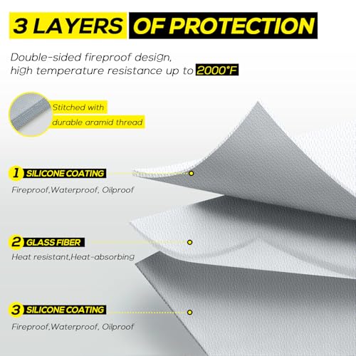 PAWBOSE 65x48 Inch Under Grill Mat for Outdoor Grill, Double-Sided Fireproof BBQ Mat for Patio and Deck, Waterproof Oil-Proof Fire Pit Mat & Indoor Fireplace Protector Pad - Image 2