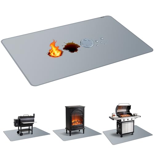 PAWBOSE 65x48 Inch Under Grill Mat for Outdoor Grill, Double-Sided Fireproof BBQ Mat for Patio and Deck, Waterproof Oil-Proof Fire Pit Mat & Indoor Fireplace Protector Pad - Image 1