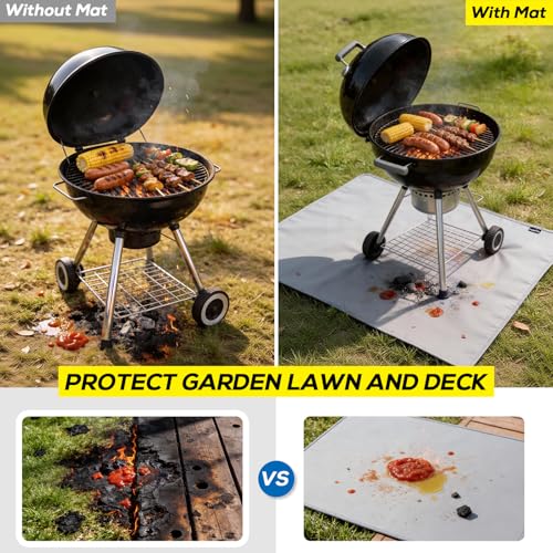 PAWBOSE 65x48 Inch Under Grill Mat for Outdoor Grill, Double-Sided Fireproof BBQ Mat for Patio and Deck, Waterproof Oil-Proof Fire Pit Mat & Indoor Fireplace Protector Pad - Image 3