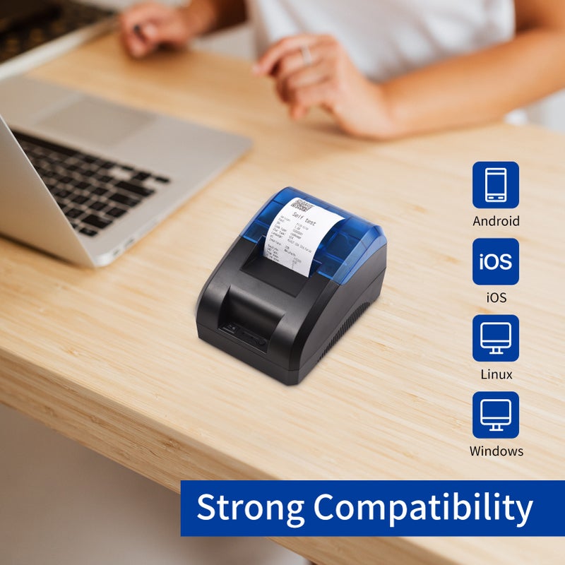 Thermal Receipt Printer: 58mm Paper Width, 60mm/s Print Speed, 203dpi Resolution, Ink-free Printing - Dual USB & BT Connectivity, Wide System Compatibility for Supermarkets, Restaurants, Retail Stores - Image 3