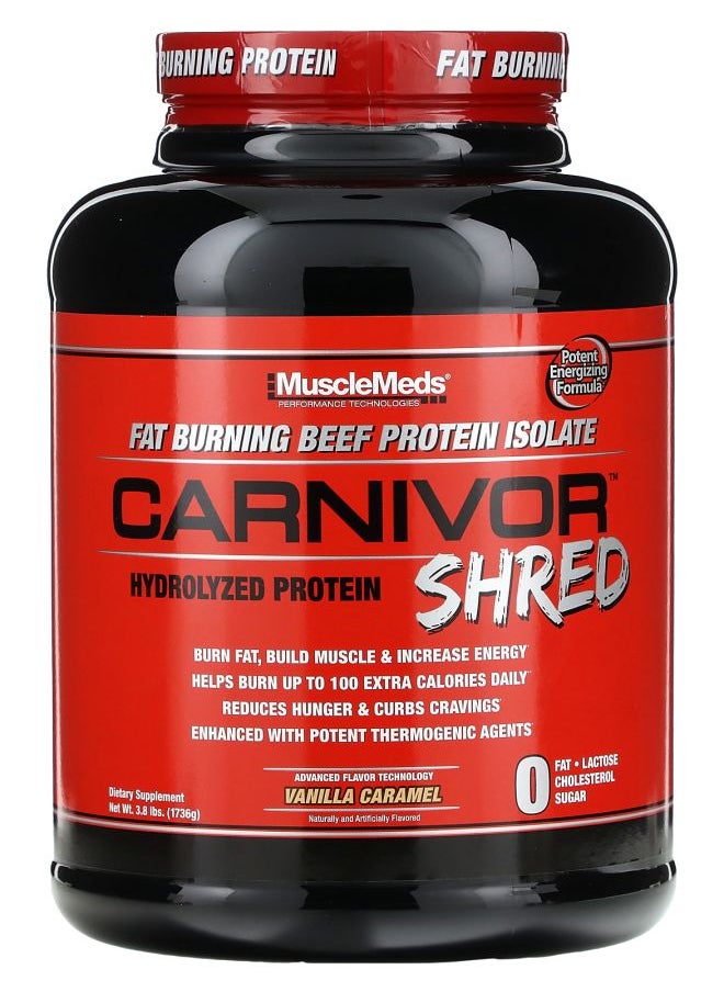 MUSCLEMEDS - Carnivor Shred Hydrolyzed Protein Vanilla Caramel 3.8 lbs (1736 g) - Image 1
