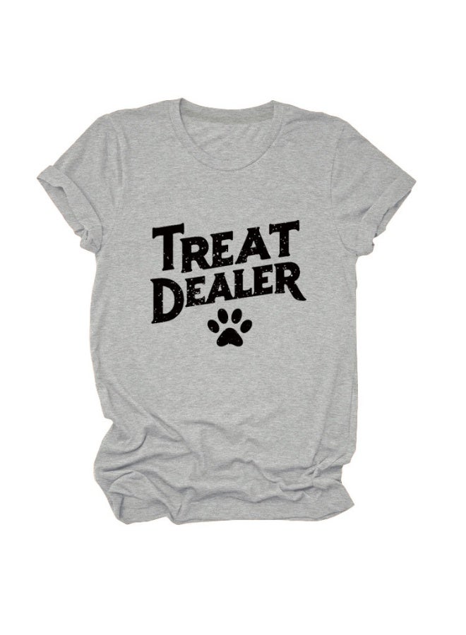 Treat Dealer T Shirt for Women Cute Dog Paw Print Graphic Tees Funny Dog Mom Shirt Puppy Lover Gifts Casual Tops - Image 1