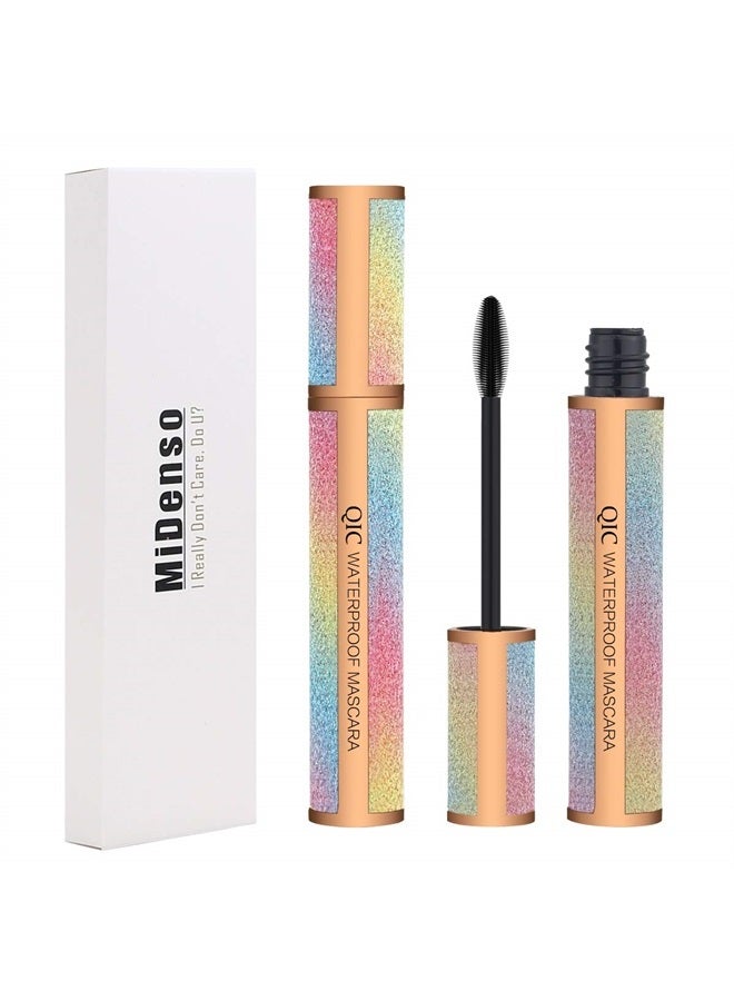 MiDenso 4D Lash Mascara Silk Fiber Eyelash Mascara Waterproof Thicker Longer Voluminous Eyelashes Makeup Long Lasting with Hypoallergenic Ingredients Non-toxic and Natural (Champagne Gold) - Image 1
