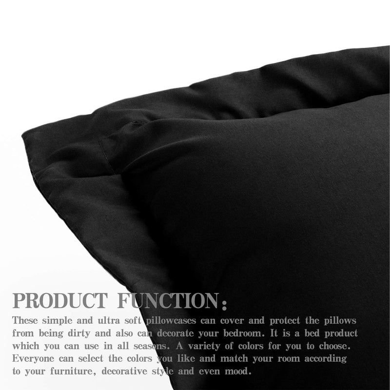 إن تي باي NTBay Queen Pillow Shams - 2 Pack Microfiber 20x30 Coverts - Super Super and Dozy Growner Resistant 20x30 Indcses Pillowcases Black  - Image 5