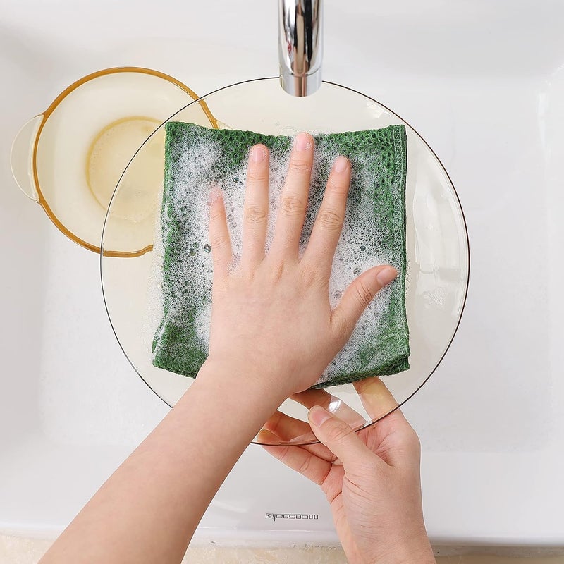 Homaxy 100% Cotton Waffle Weave Kitchen Dish Cloths, Ultra Soft Absorbent Quick Drying Dish Towels, 12 x 12 Inches, 18-Pack, Grass Green - Image 4
