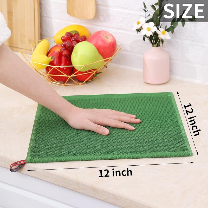 Homaxy 100% Cotton Waffle Weave Kitchen Dish Cloths, Ultra Soft Absorbent Quick Drying Dish Towels, 12 x 12 Inches, 18-Pack, Grass Green - Image 5