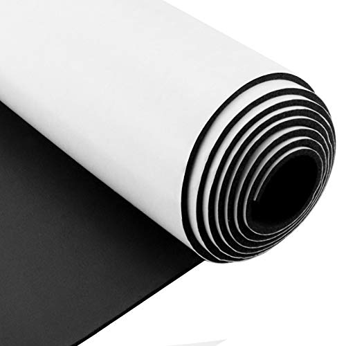 Storystore ألواح عزل الفوم من ستورايستور مع لاصق، بسماكة 1/16'' وعرض 12'' وطول 59''، رول مطاط نيونبرين كبير متعدد الوظائف عازل للصوت، أسود - Image 1